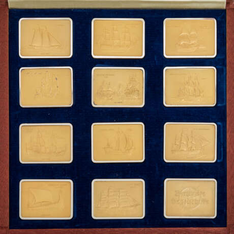 SILBER - 12 vergoldete Motivbarren in 999/1000 er Silber, - photo 2