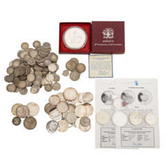 Silbermünzen und -medaillen, darunter