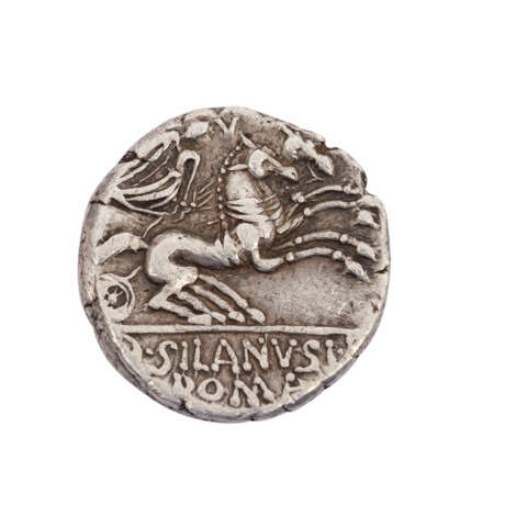 Römische Republik /Silber - Denar 1. Jahrhundert vor Christus/Rom, Iunius Silanus, - фото 2