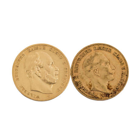 Preussen/GOLD - 2 x 10 Goldmark mit 1872 C Wilhelm I. - Foto 1