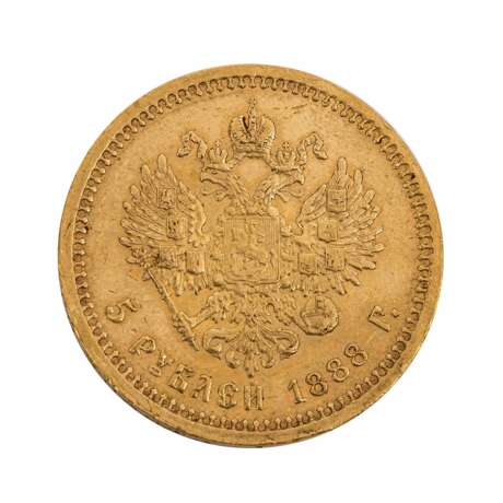 Russisches Zarenreich in Gold - 5 Rubel 1888r, Alexander III., vz., - photo 2