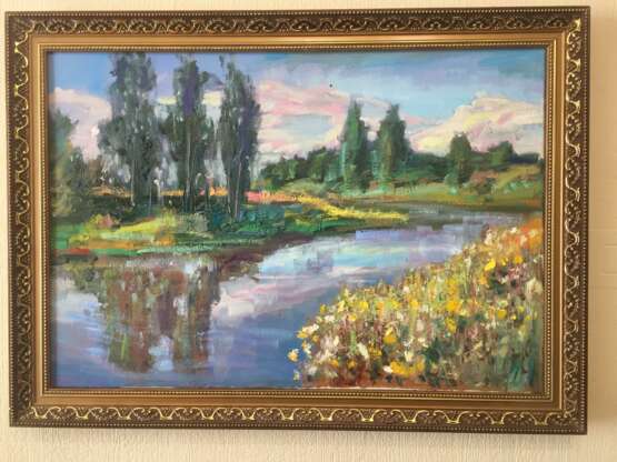 Gemälde „Sommer. Beim Fluss.“, Leinwand, Ölfarbe, Impressionismus, Landschaftsmalerei, 2020 - Foto 2