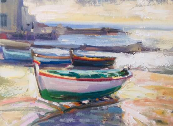 Peinture «Le bateau.La sicile.», Toile, Peinture à l'huile, Impressionnisme, Marine, 2020 - photo 1