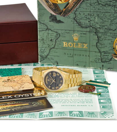 ROLEX A VERY FINE AND RARE 18K GOLD AUTOMATIC WRISTWATCH WIT... - Foto 1