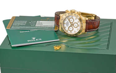 ROLEX A VERY FINE AND RARE 18K GOLD AUTOMATIC CHRONOGRAPH WR...