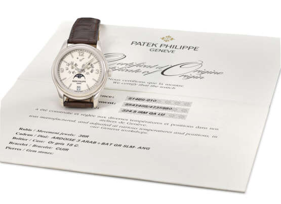 Patek Philippe A very fine 18K white gold automatic annual c... - фото 1