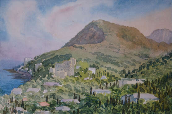 Drawing “Castel”, Paper, Watercolor, Realist, Landscape painting, 2003 - photo 1