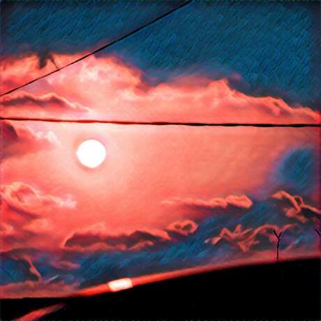 "Pacific Red Sunset" Toile Technique mixte Romantisme Peinture de paysage 2017 - photo 1