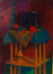 Still life with blue kettle