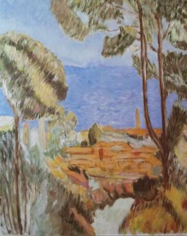 Peinture «Olga Gorshkova Vue mer (cyprès et de la mer)», Toile, Peinture à l'huile, Impressionnisme, Peinture de paysage, февраль 2012 г. - photo 1