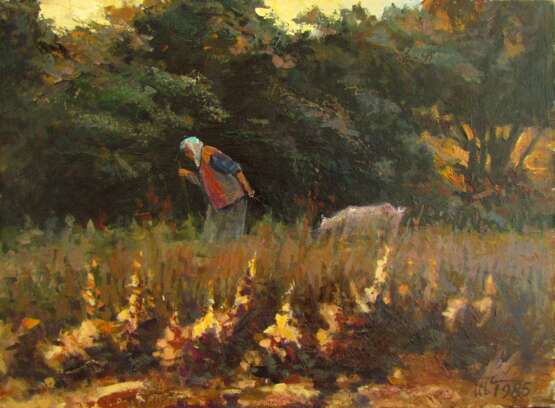 Painting “In the evening”, Виктор Демидович Шершень, Canvas, Oil paint, Realist, Landscape painting, 1985 - photo 1