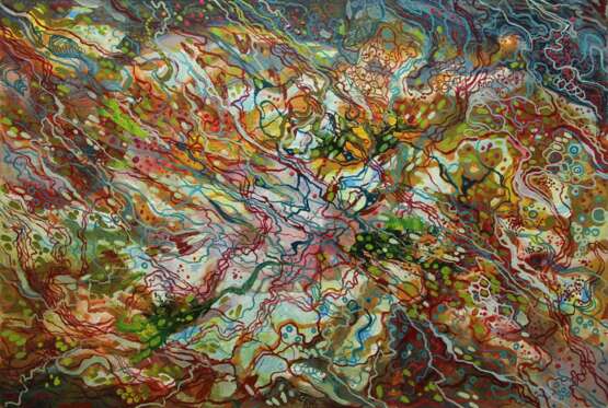 Painting “Transcendence”, Fiberboard, Oil paint, Abstractionism, Fantasy, Russia, 2014 - photo 1