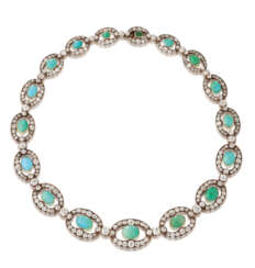 A LATE 19TH CENTURY TURQUOISE AND DIAMOND NECKLACE