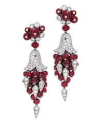 RUBY AND DIAMOND EARRINGS, CARTIER