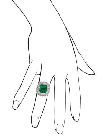 Cartier. EMERALD AND DIAMOND RING, MOUNT BY CARTIER - Foto 2