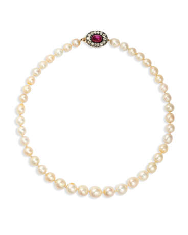 Chaumet. LATE 19TH CENTURY NATURAL PEARL, IMITATION PEARL, STAR RUBY ... - photo 1
