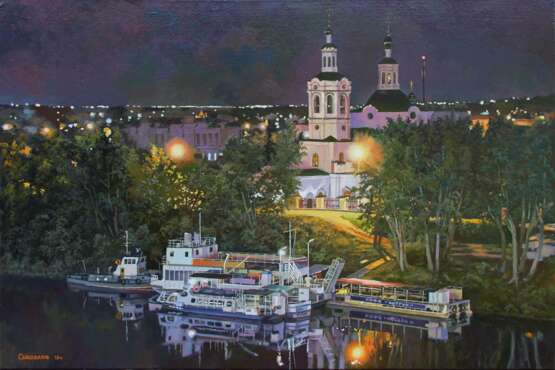 Painting “Embankment in Tyumen”, Canvas, Oil paint, Realism, Cityscape, Russia, 2016 - photo 1