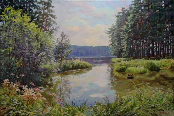 Painting “Backwater”, Canvas, Oil paint, Realism, Landscape painting, Russia, 2015 - photo 1