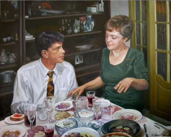 Painting “Birthday”, Canvas, Oil paint, Realist, Everyday life, Russia, 2005 - photo 1