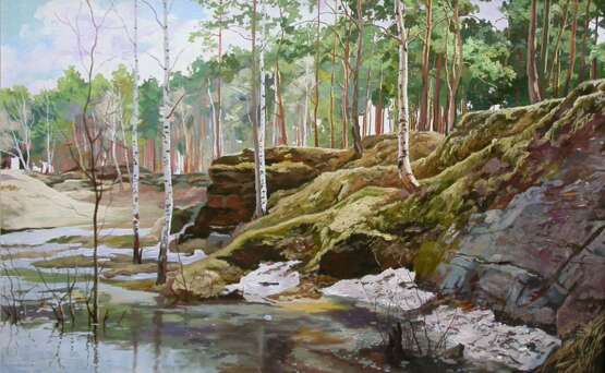 Painting “April”, Canvas, Oil paint, Realist, Landscape painting, Russia, 2004 - photo 1