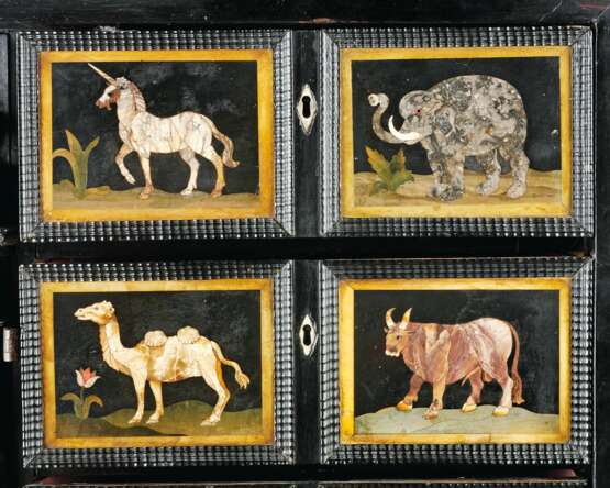 A FLEMISH EBONY, IVORY AND PIETRA DURA CABINET-ON-STAND - фото 5