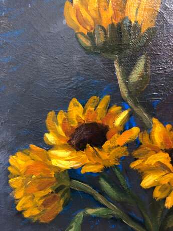 Painting “Sunflowers”, Canvas, Oil paint, Realist, Still life, 2018 - photo 2