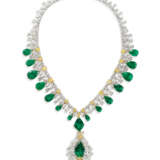 EMERALD, COLOURED DIAMOND AND DIAMOND NECKLACE, EARRING AND ... - фото 2