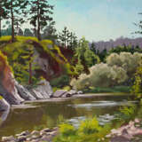 Gemälde „Der Fluss Rezh“, Hartfaserplatte, Ölfarbe, Impressionismus, Landschaftsmalerei, Russland, 2009 - Foto 1