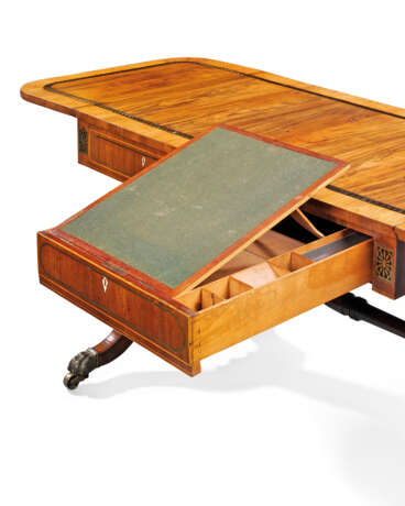 A REGENCY BRASS AND EBONY-INLAID KINGWOOD SOFA TABLE - photo 3