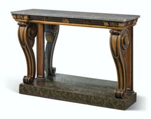 A GEORGE IV GILT-METAL-MOUNTED GRAINED CONSOLE TABLE