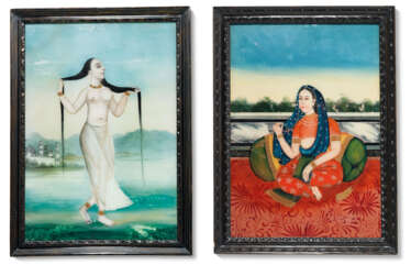 TWO CHINESE EXPORT REVERSE-GLASS PAINTINGS