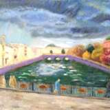 Gemälde „Herbsttag am Ufer des Flusses Fontanka .“, Leinwand, Ölfarbe, Impressionismus, Landschaftsmalerei, 2019 - Foto 1