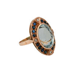 Ring mit hellblauem Topas ca. 16 ct, oval facettiert,