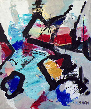 Gemälde „Jazz“, Karton, Acrylfarbe, Abstractionismus, Alltagsleben, 2019 - Foto 1