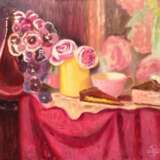 Cake and peonies Canvas Oil paint 2015 - photo 1