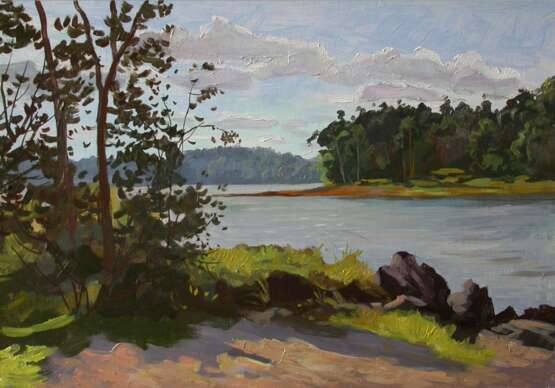 Painting “Makarovskoe reservoir”, Fiberboard, Oil paint, Impressionist, Landscape painting, Russia, 2006 - photo 1