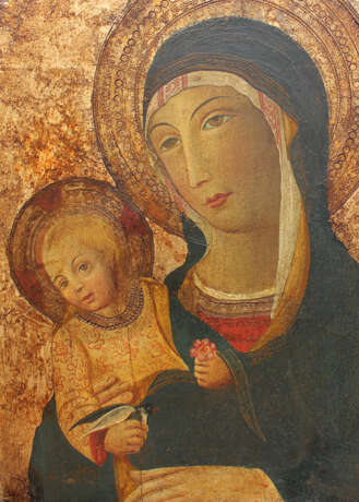 Sano di Pietro (1406-1481)-manner, Madonna with Child holding a flower - photo 2