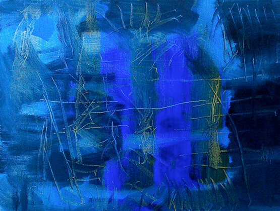Gemälde „Blaue Engel in der Nacht wach“, Siehe Beschreibung, Abstractionismus, Landschaftsmalerei, 2017 - Foto 1