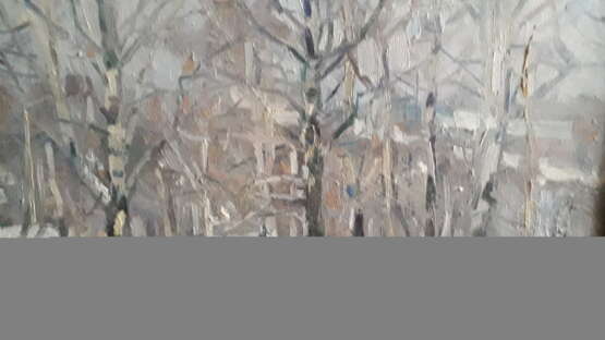 Painting “FEBRUARY”, Cardboard, Oil paint, Impressionist, Landscape painting, 1989 - photo 2