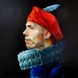 Painting “Portrait of a man in a red beret”, Canvas, Oil paint, Classicism, Animalistic, 2019 - photo 1