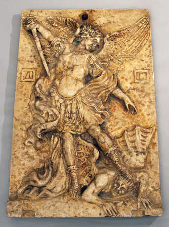 Large stone plate with relief of St. Michael fighting the devil - фото 3
