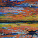 Gemälde „Fischer auf dem Wasser“, Leinwand, Acrylfarbe, Postimpressionismus, Stillleben, 2029 - Foto 1