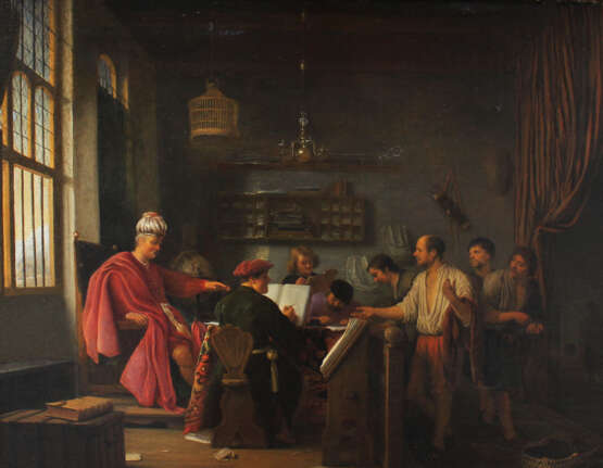 Hendrik Martenszoon Sorgh (1610 –1670), Allegorical scene of a noble interior with some officials and workers - photo 2