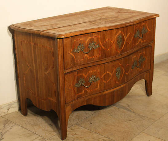 A Bohemian baroque commode, on four long legs with two drawers and shaped front - photo 1