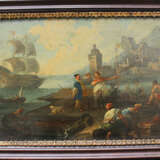 Adrien Manglard (1695–1760), Port scene with ships, tradesmen and fishers, in the background a fortress by the sea - photo 1