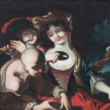 Venetian school 18th Century, Elegant lady with mask, flute player and a servant in landscape - фото 2