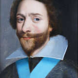 French School 17th Century, Portrait of a gentleman in dark robe with blue sharp in front of black background - Foto 2
