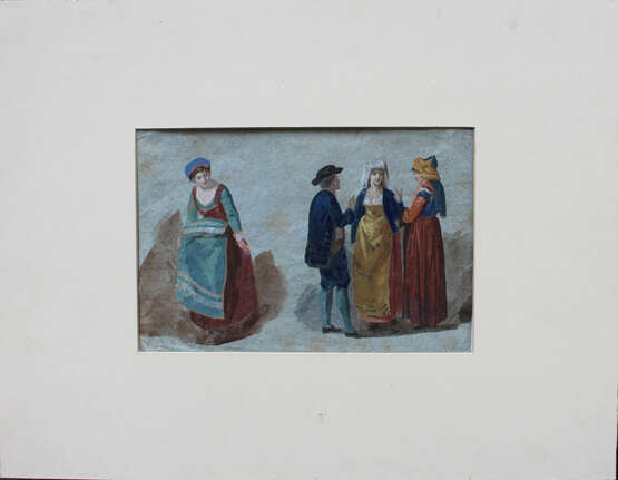 Venetian artist around 1800, Study of four people in Venetian dresses - фото 1
