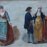 Venetian artist around 1800, Study of four people in Venetian dresses - photo 2