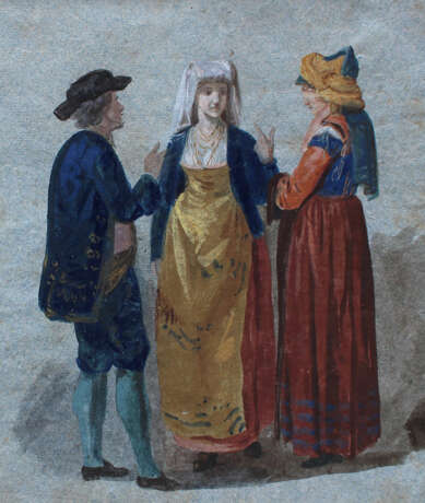 Venetian artist around 1800, Study of four people in Venetian dresses - Foto 3